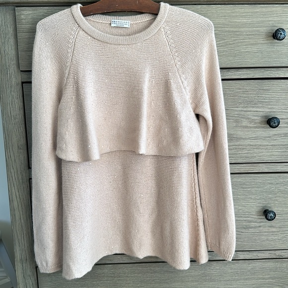 Brunello Cucinelli Sweaters - Light Peach BRUNELLO CUCINELLI cashmere sweater with Paillettes Sequins